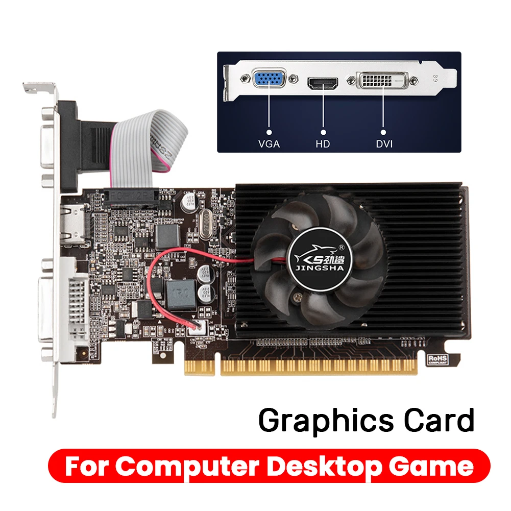 GT610 Graphics Video Card HD VGA DVI Interface 1GB Computer Graphics Card Replacement Accessories for Computer Desktop Game