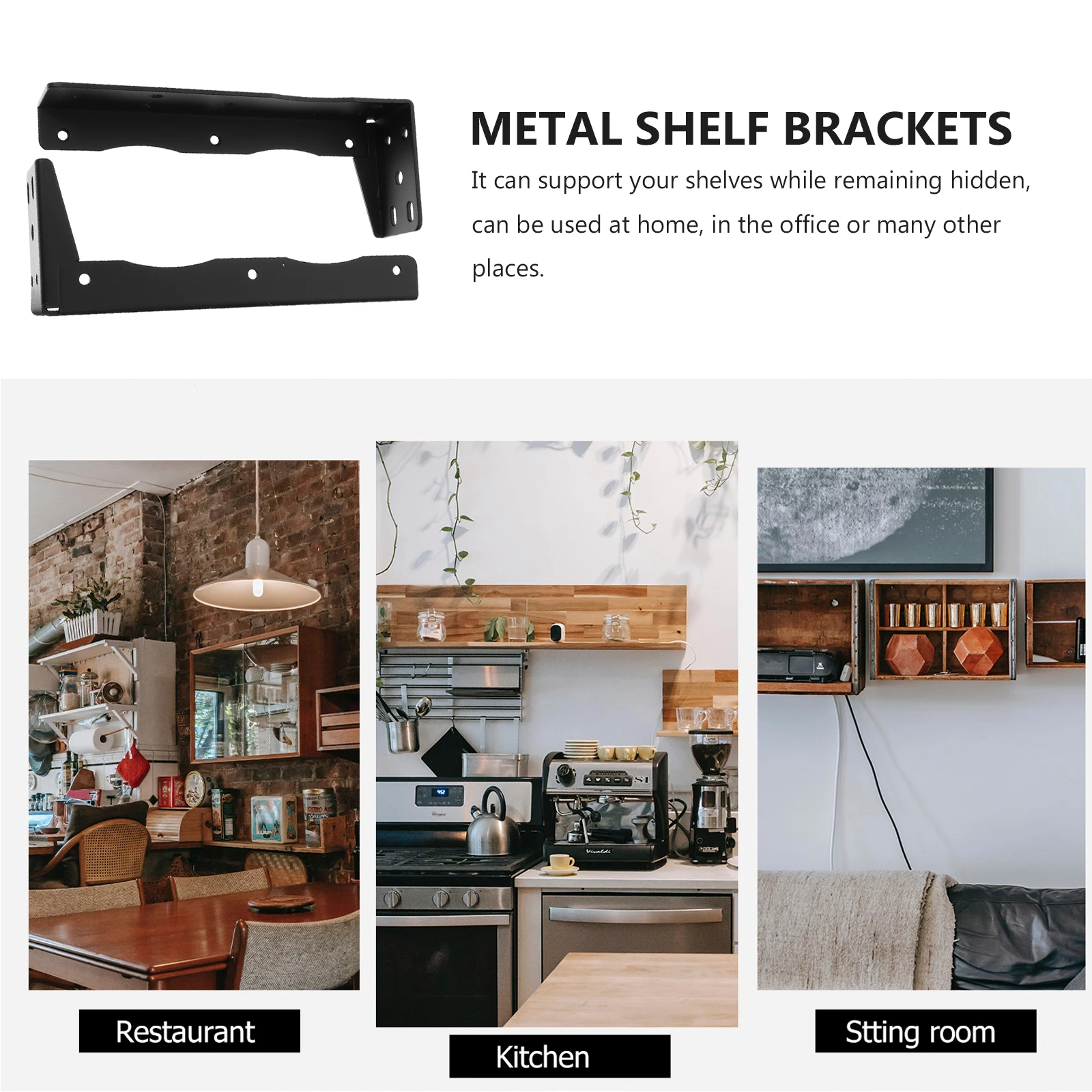 

2pcs Heavy Duty Shelf Brackets Iron Wall Shelf Supports For Floating Shelves Books Plants Speakers Kitchen Bathroom Balcony