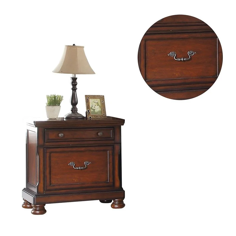 DB Cherry Finish 1pc Nightstand With Storage Space Formal Traditional Bedside Table In Plywood Veneer Bedroom Furniture