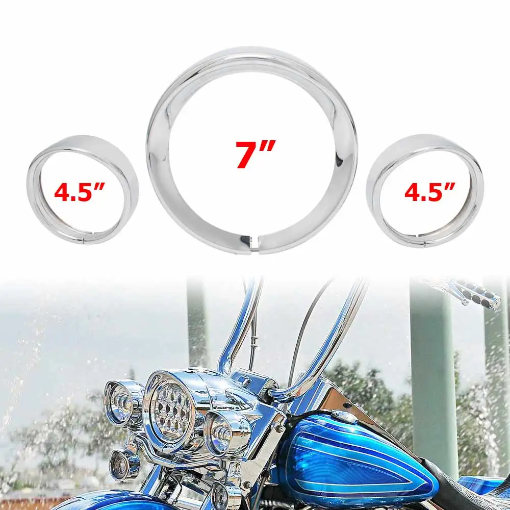 

Кольцо-накладка для противотуманных фар и фар головного света мотоцикла 4,5 и 7 дюймов для Harley Touring Road King Street Electra Glide FLHX Trike Softail