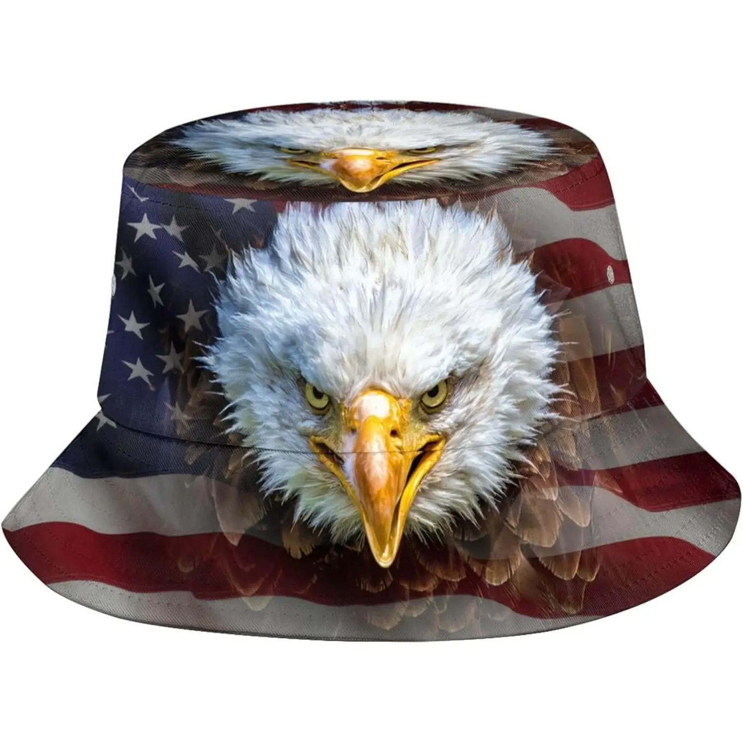 American Flag Bald Eagle Bucket Hat for Women Men Packable USA 4th of July Fisherman Hats Outdoor Sun Caps