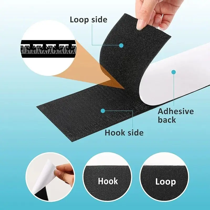 Starkes Selbstklebendes Klettband Hochbelastbare Nylon-Klebestreifen für Heim Büro DIY Handwerk Auto-Montage Wiederverwendbar