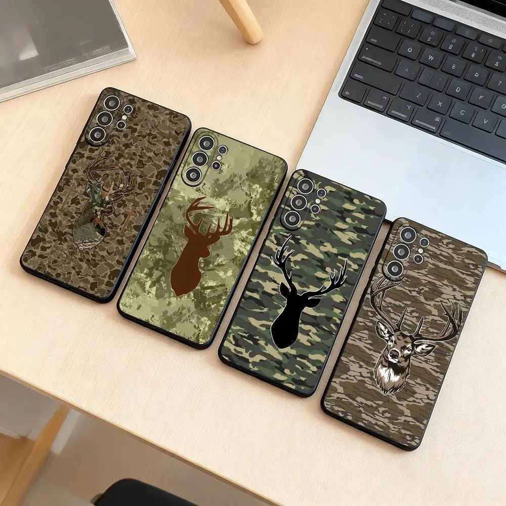 

Deer Hunting Camo Phone Case Black Silicone Soft For Samsung S25,S24,S21,S22,S23,S30,Ultra,S20,Plus,Fe,Lite