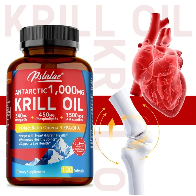 

Antarctic Krill Oil - Phospholipid Omega-3 Complex with Astaxanthin Supports Metabolism, EPA & DHA, Support Joint, Heart Health