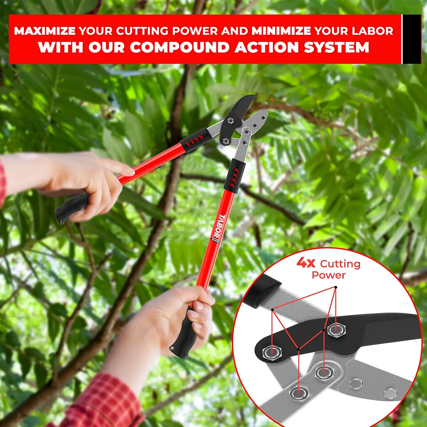 30-Zoll-Ambossschneider mit zusammengesetzter Wirkung, dicker Astschneider mit 2-Zoll-Kapazität zum einfachen Baumschneiden