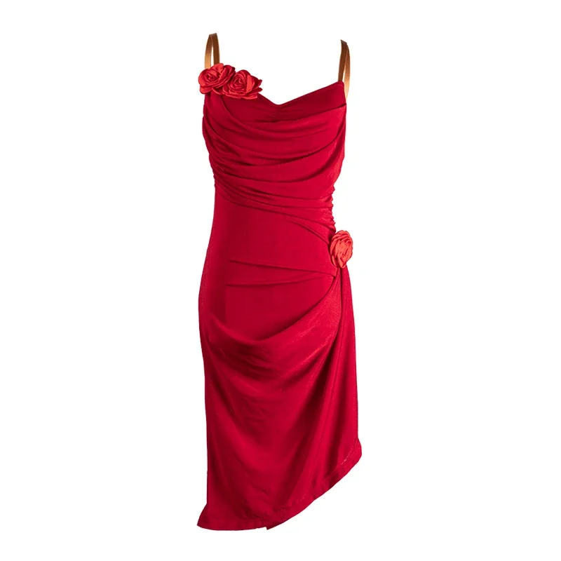 Adult Samba Performance Wear Stage Training Costume New Latin Dance Dress Women's Tango Rumba Dance Sling Dresses