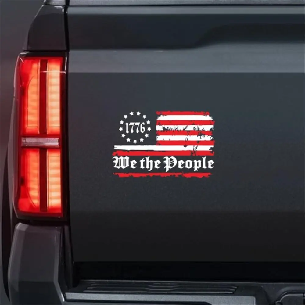 1PC 1776 We The People American Flag Decal Distressed American Flag Sticker Patriotic Flag Decal Vinyl Bumper Sticker