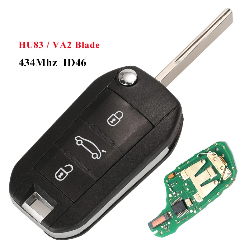 

434MHz FSK HELLA ID46-pcf7941 Car Remote Key for Peugeot 208 2008 301 308 5008 508 Hella HU83 Blade