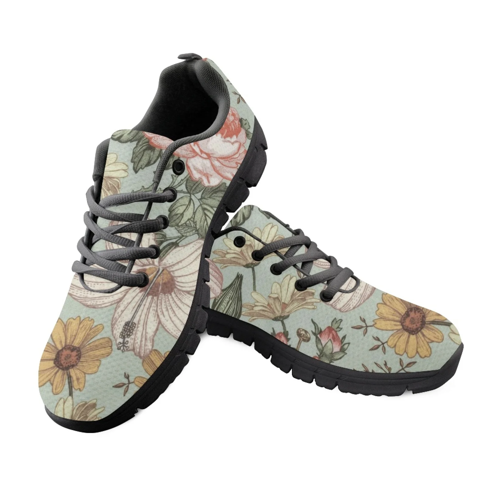 

Women Flats Running Sport Casual Shoes Cute Flower Pattern Female Spring/Autumn Mesh Sneakers Woman Students Ladies Footwear