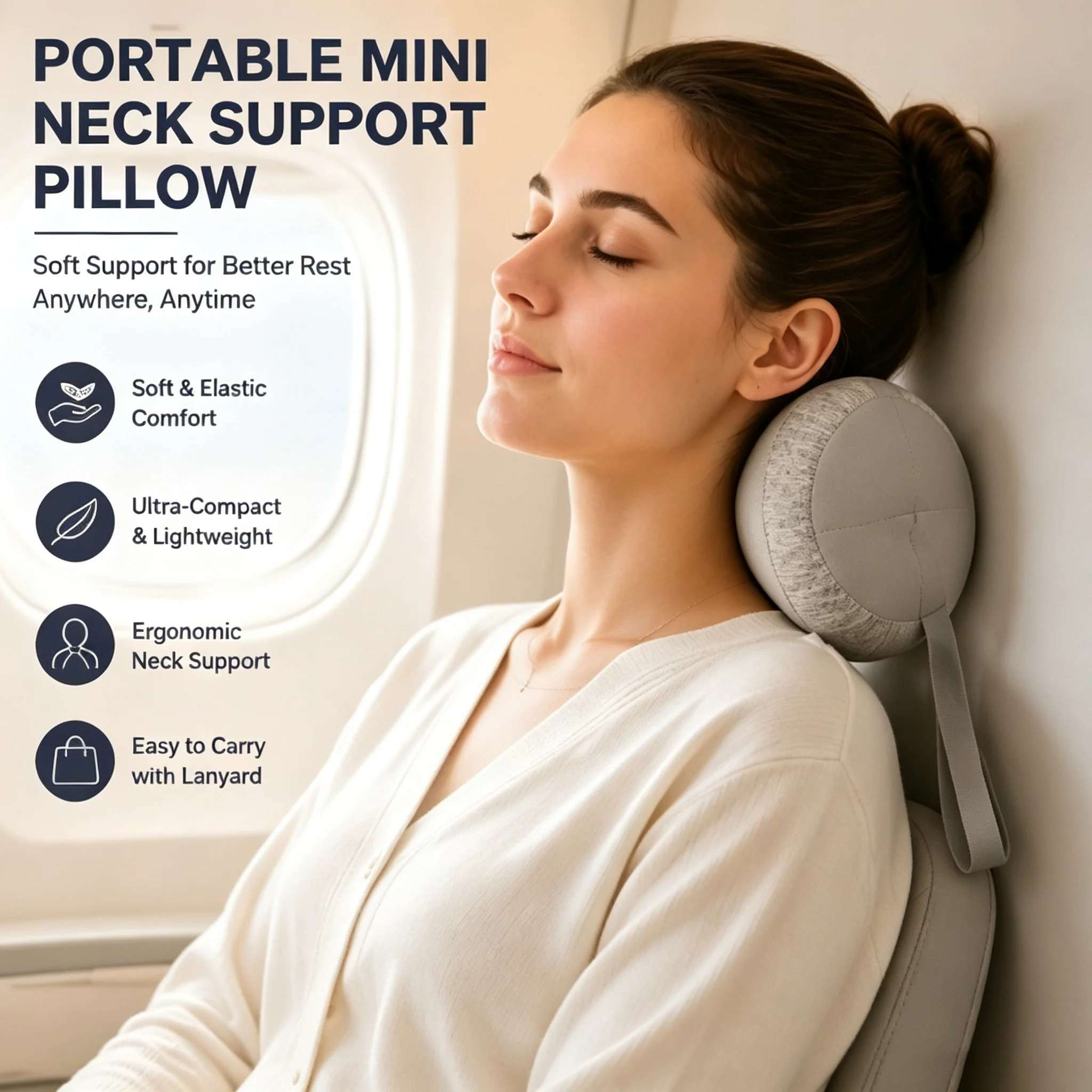 Lightweight Compact Mini Travel Neck Pillow Neck Rest Cushion Multi‑Use Nap Support Pillow For Office Commute Car & Outdoor Rest