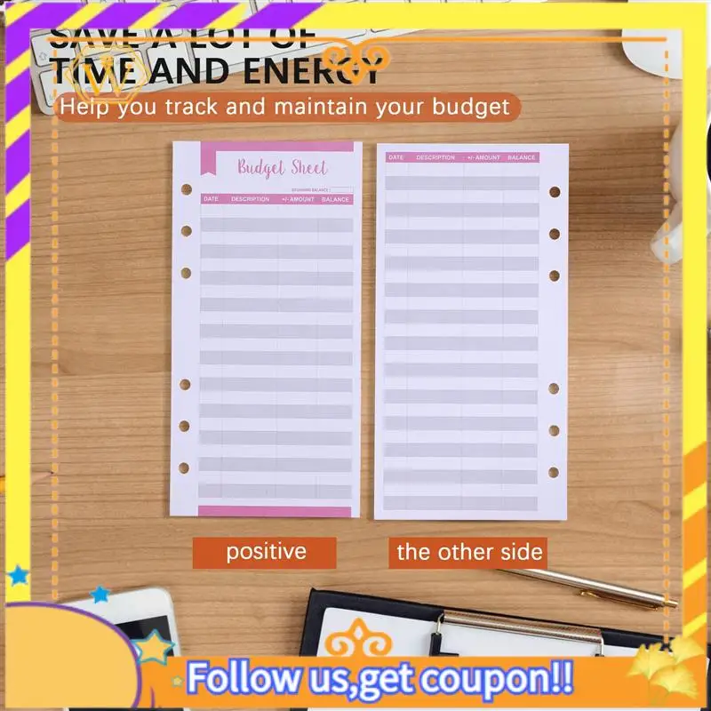 

Последние бюджетные листы для отслеживания расходов с отверстием, 24 шт., вкладыш, конверт для наличных денег для A6, кошелек, карманы, планировщик