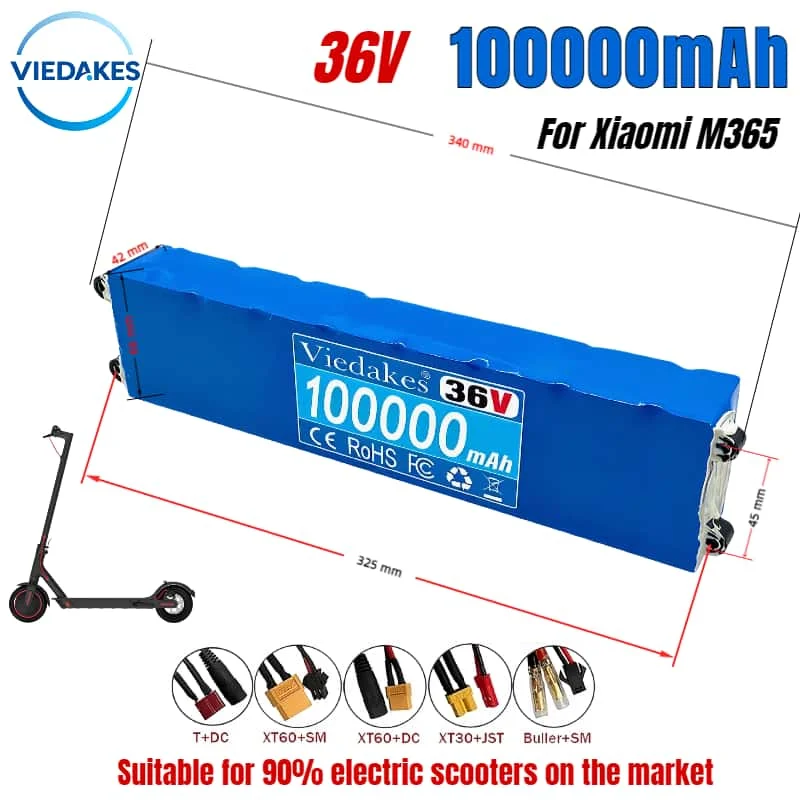 

10S3P 36V Battery 100Ah✅18650 Lithium-ion battery pack Suitable For Xiaomi M365/M365pro New Electric Scooter Battery with BMS
