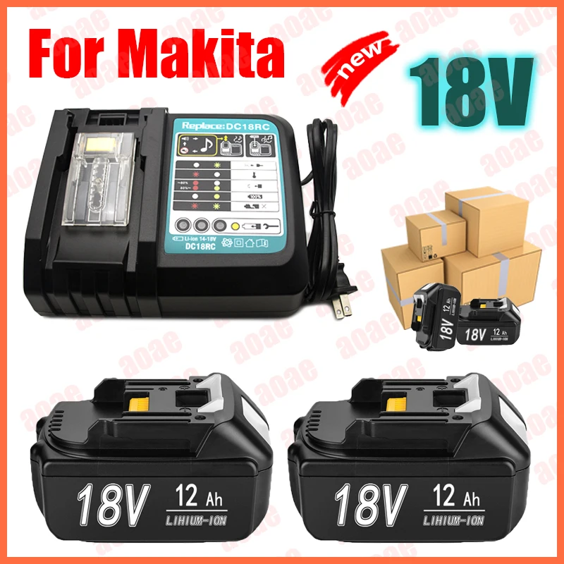 

Latest BL1830 18V 6000mAh Battery and charger For Makita 18V Battery Rechargeable Replacement BL1840 BL1850 BL1860 BL1860B Tools