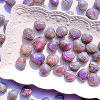 Labradorite Crystal Heart  Stone Purple Flash Pocket Massage Worry Stone For Natural Body Chakra Balancing