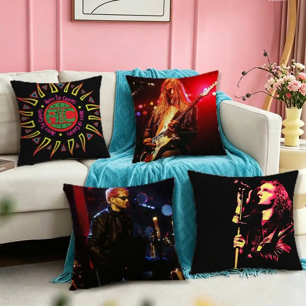 Band Alice In Chains Singer Square Double-Sided printed Pillow Case Bedroom Bedside Pillow Sofa Cushion Cover