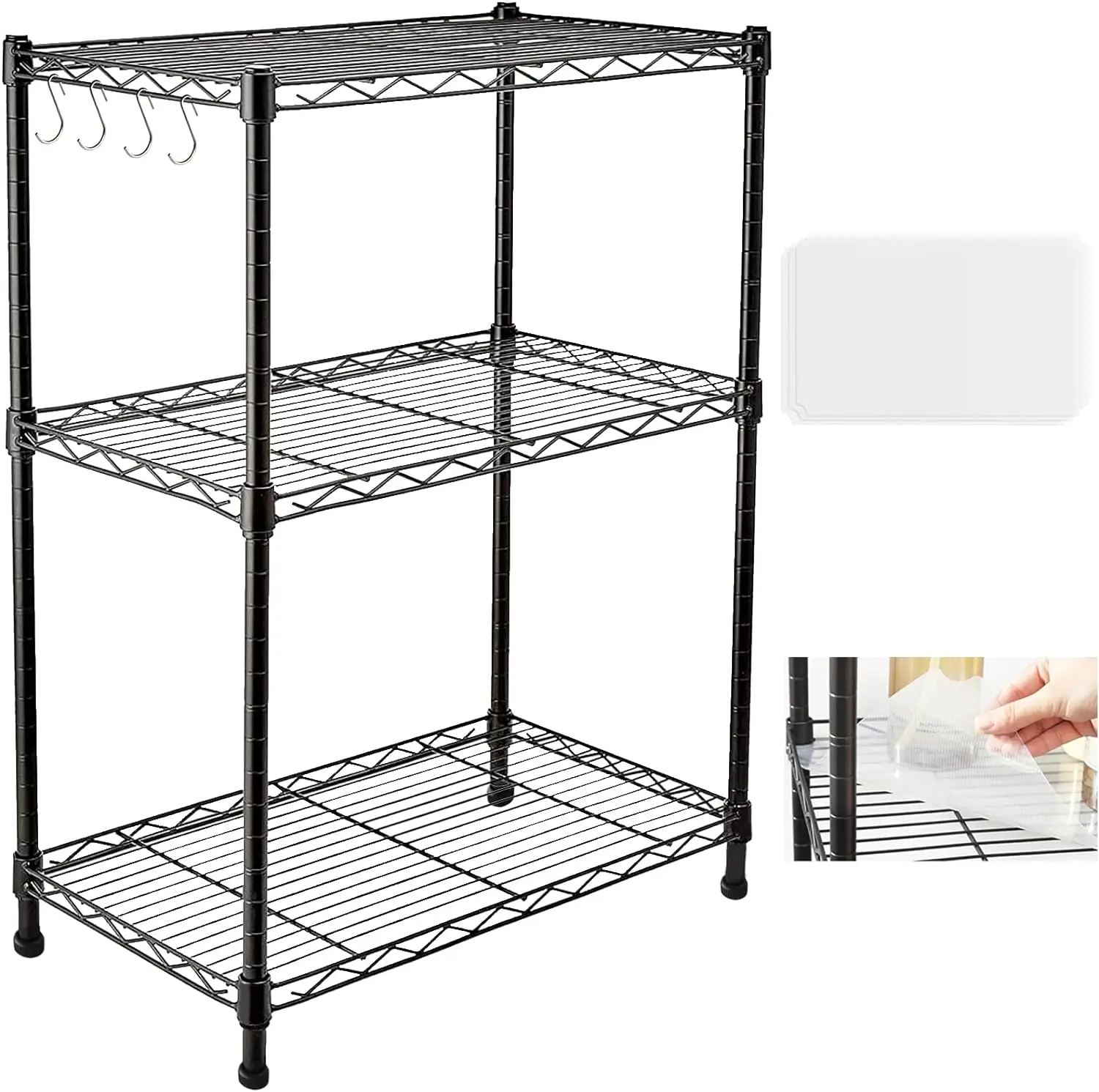 

3 Tier Shelves Storage, Wire Shelf Unit, Standing Adjustable Metal Shelves Organizer, Storage Racks for Restaurant Garage Pantry