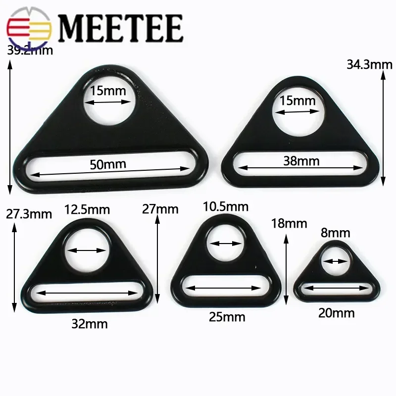 5/10Pcs Meetee 20-50mm Metal Triangle Ring Buckle Bag Strap Anti-slip Adjust Slider Clasp Bikini Connect Hook Sewing Accessories