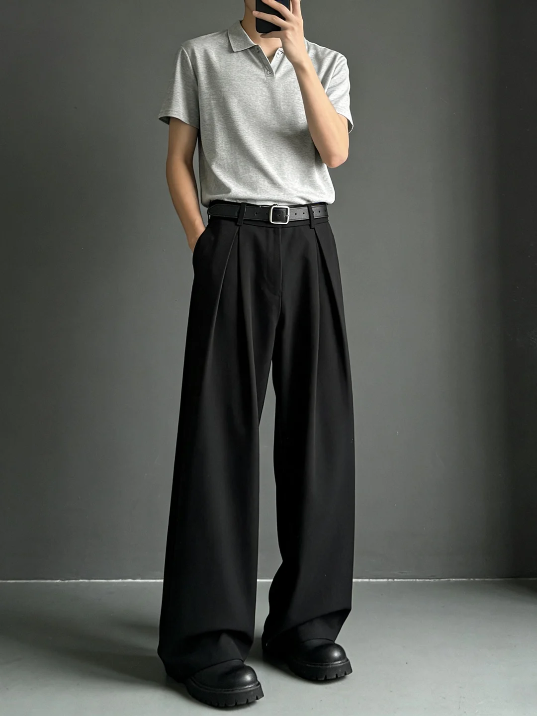 

Американские повседневные мужские брюки с плиссировкой, легкие, элегантные, деловые, расклешенные, длинные, премиум-класса