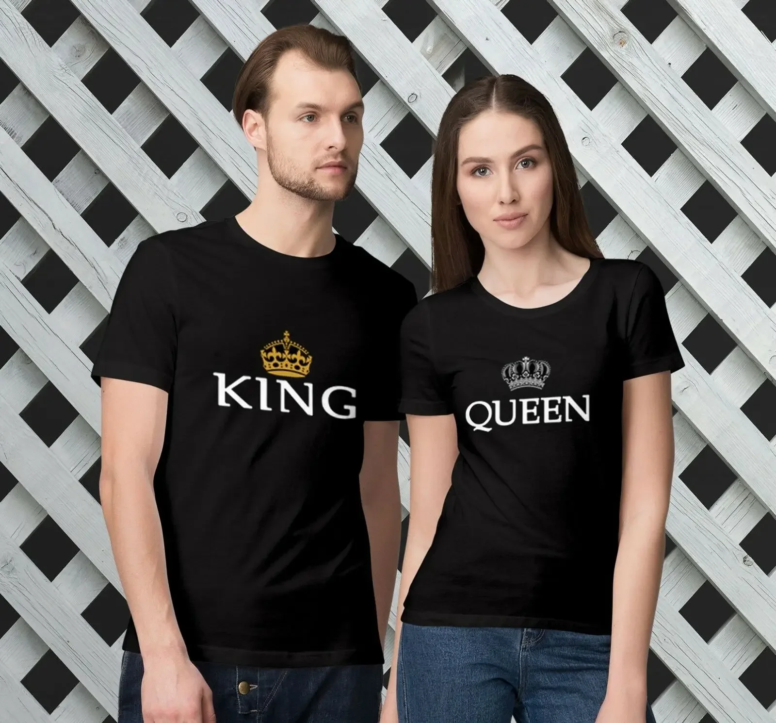 

Crown King and Queen T-Shirts - Valentine's Day Matching T-Shirts for Couples