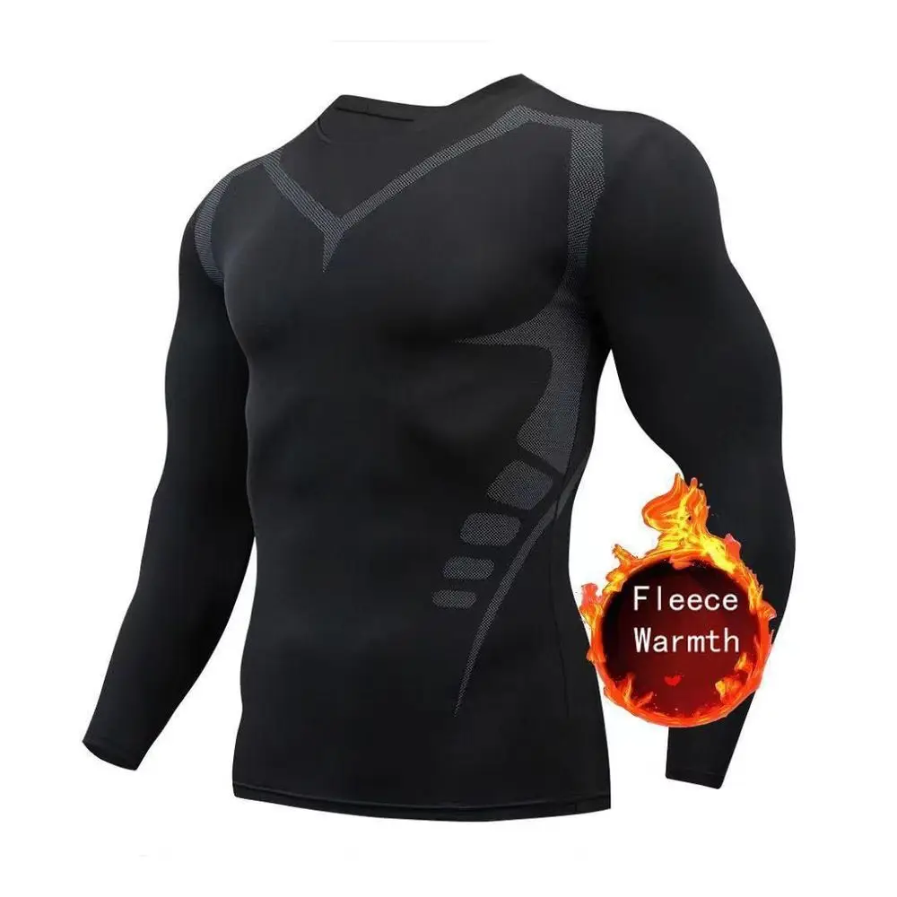 Men's Sportswear T-Shirts Running Training High Elastic Outdoor Cycling Sweatshirt Compression Fitness Fleece Tops underwear