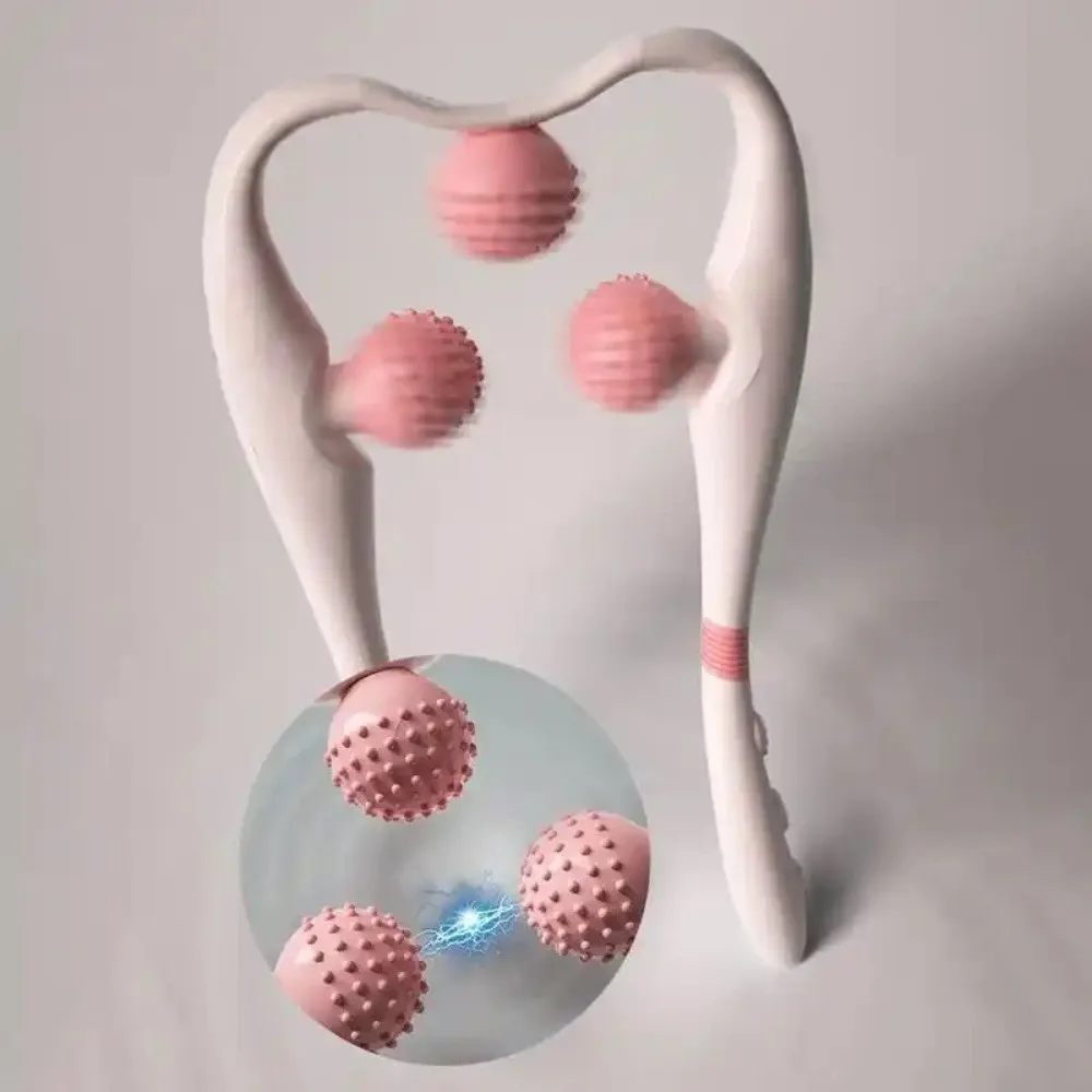 

Vibration Cervical Massage Instrument Three-level Adjustment Triple Balls Neck Massager Roller Ergonomic Extended Handle