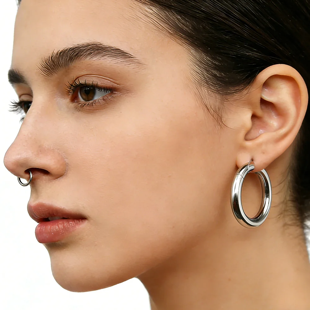00G/10mm to 12G/2mm Stainless Steel Hinged Segment Ring Seamless Hoop Ring Earweight Nose Septum Rings Clicker EarLobe Piercing