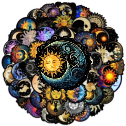 10/30/50 st Coola Gotiska Konst Måne Sol Tecknade Klistermärken Vintage Graffiti Dekaler DIY Stationery Resväska Laptop Vattentäta Klistermärken 8 best sales sval måne - №8