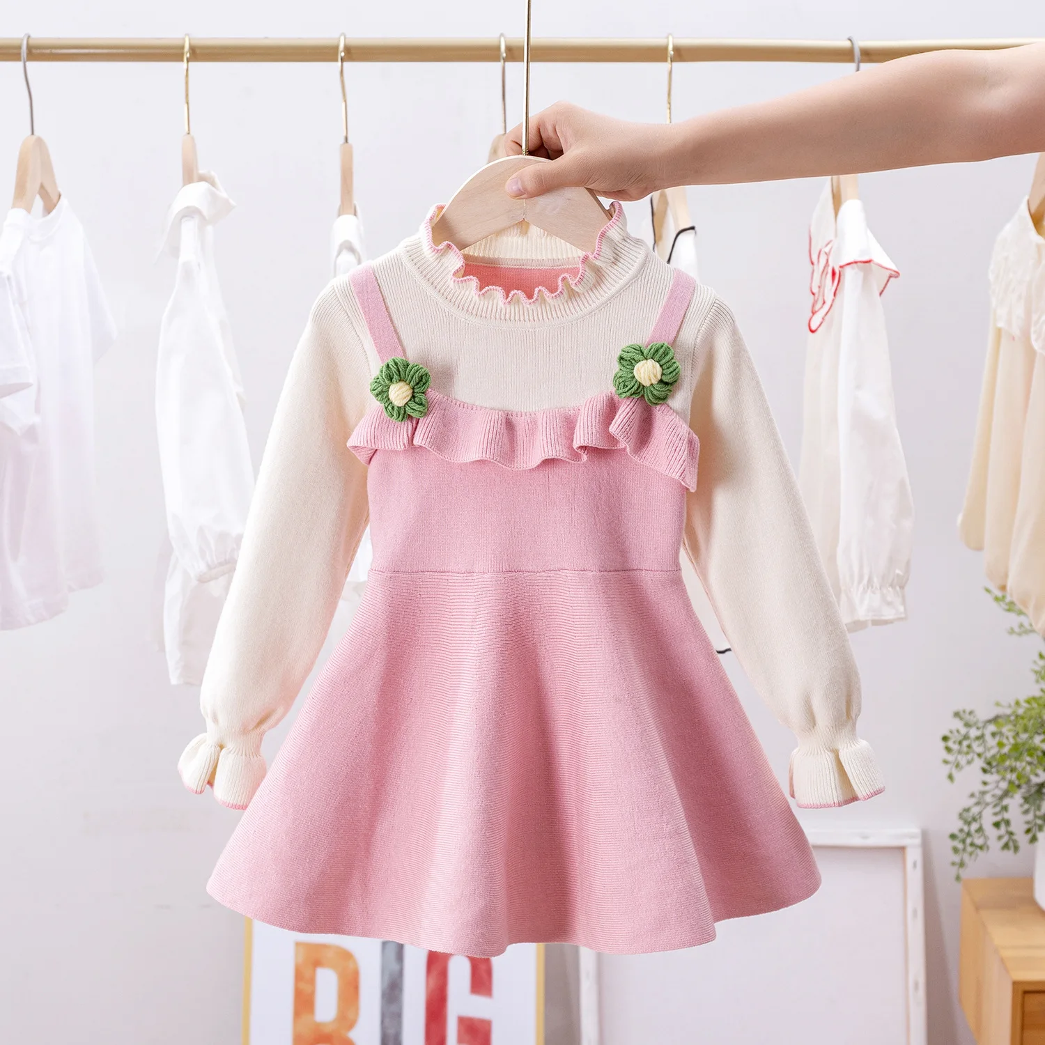 

Children's Knitted Dress Autumn New Children's Princess Dress Fashion Long Sleeved Woolen Dress