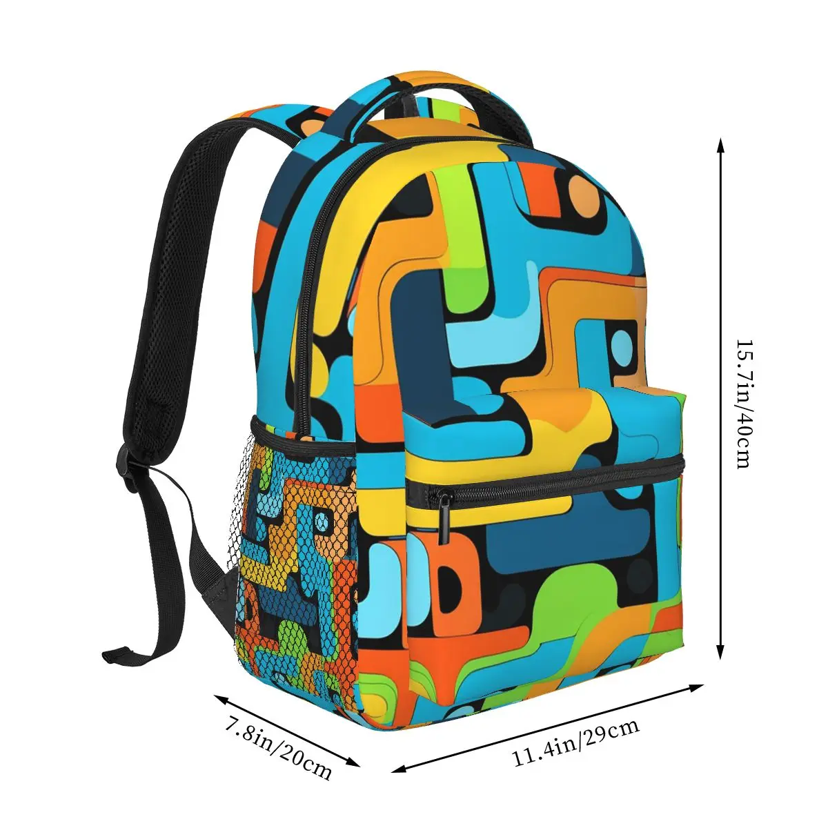 Labyrinth Colorful Abstract Geometric Lines Backpack Hot Sale Daypack Large Capacity Kids BookBag School Bag Shoulder Bags