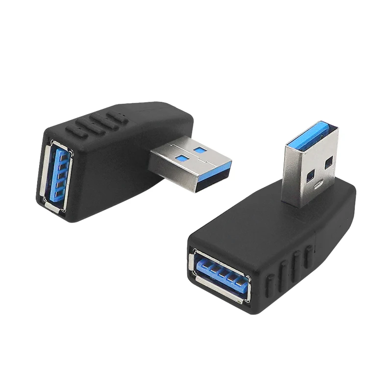 USB 3.0 ذكر إلى أنثى محول يمين يسار بيند محول موصل التوصيل أزرق أسود اللون للكمبيوتر المحمول