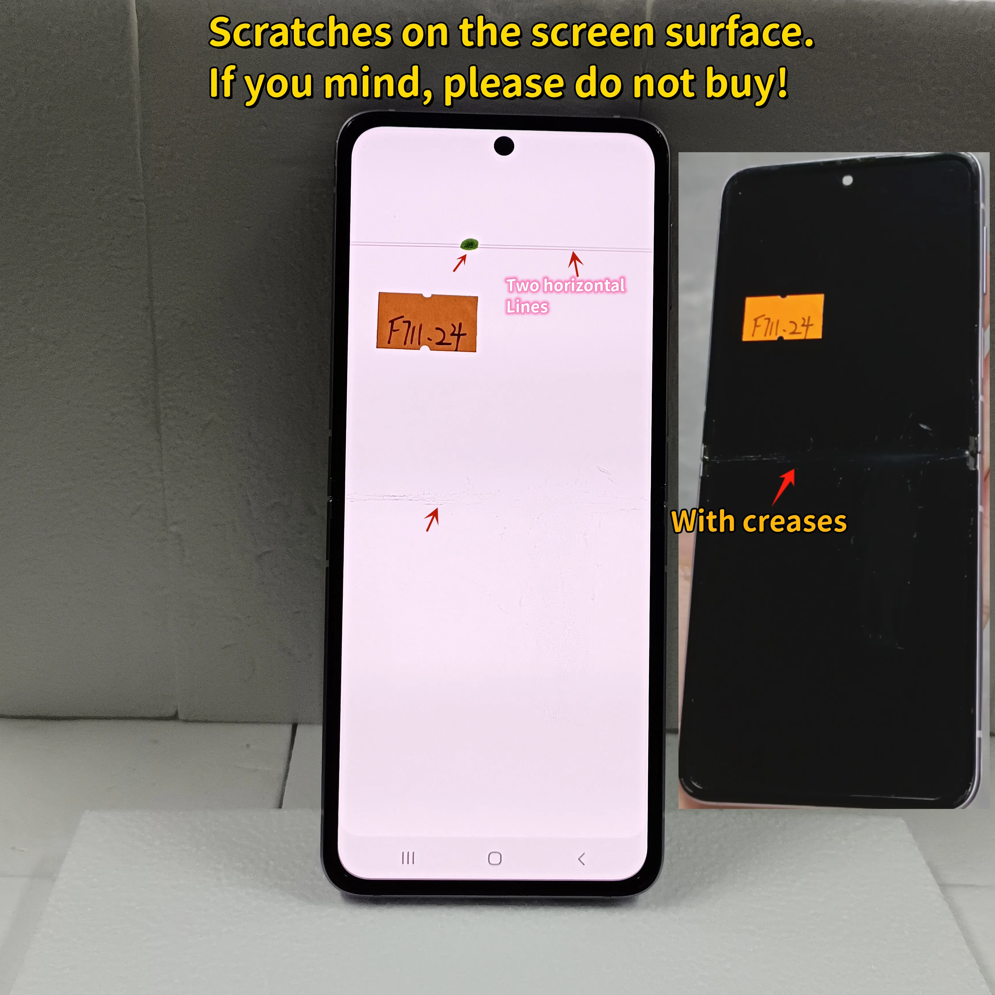 100% werk Super AMOLED Scherm Voor Samsung Z Flip3 LCD SM-F711U F711B F7110 Display Touch Screen Montage Met Defect Met Frame