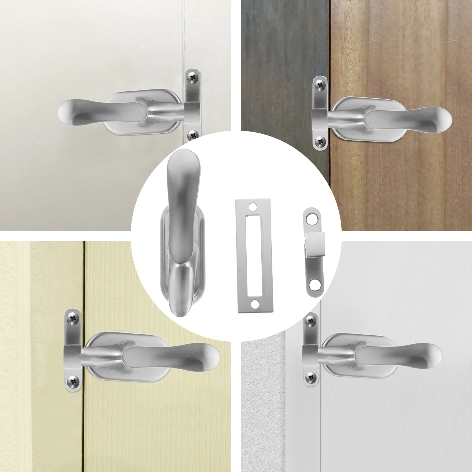 

Stainless Steel Sliding Door Latch Lock Heavy Duty Bolt With Screws Durable Gate Window Safety Lock Classic Design Door Locking