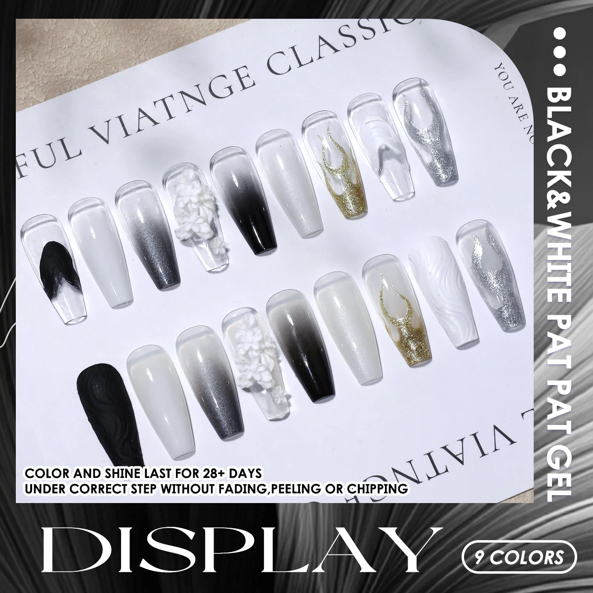 1 Set schwarzes und weißes fes – Nail Gel Polish Set Bewertung und Preis
