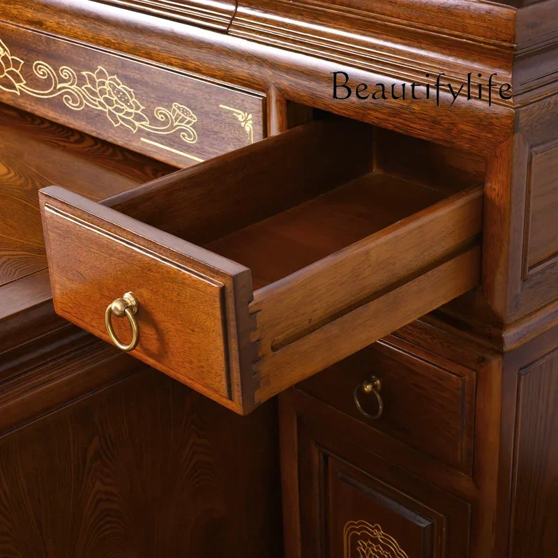 FGZhongtang Altere Guanyin Tavolo di culto in legno masello un tavolo lungo e stretto Dio della ricchezza بوذا Nicchia بوذا #4