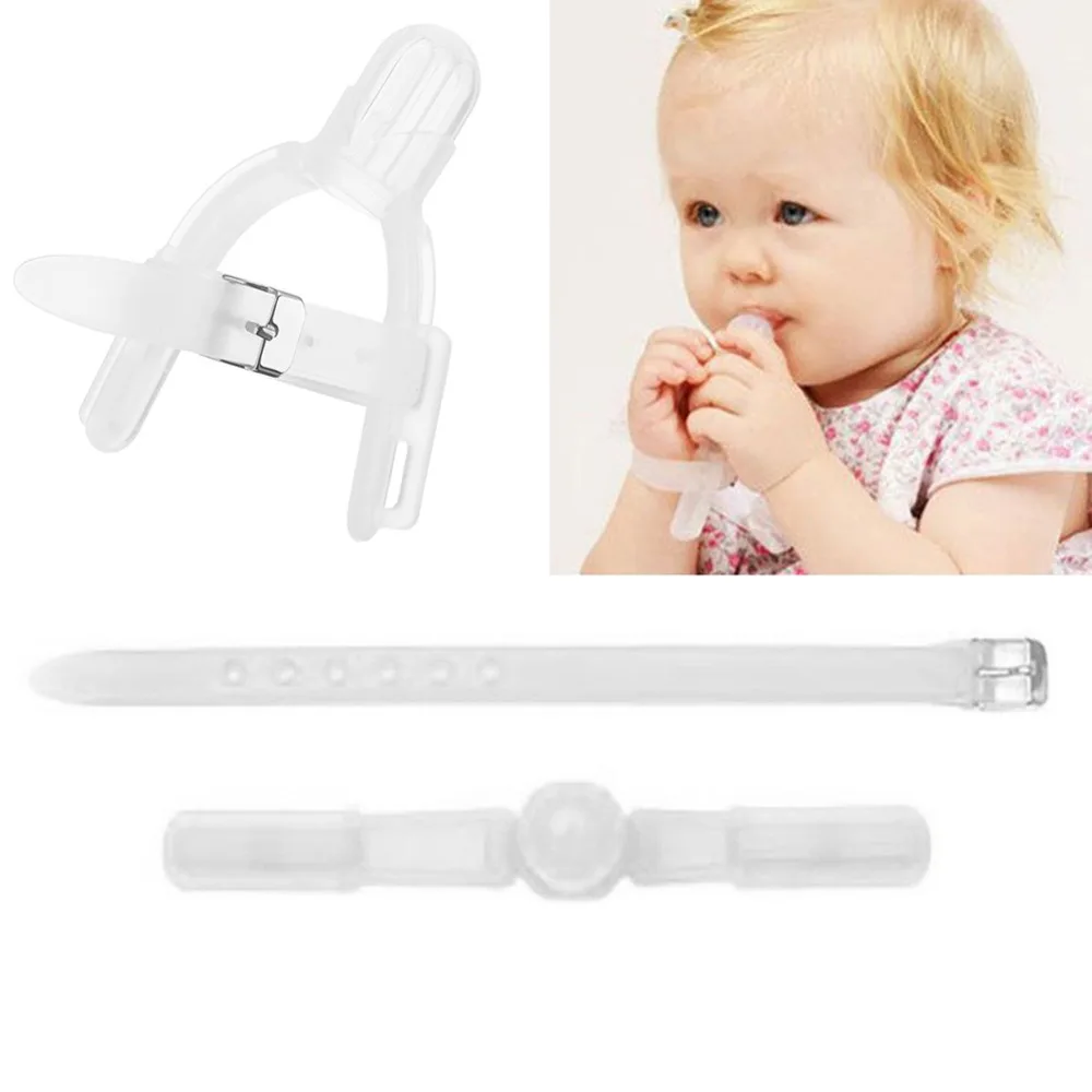 Stop Thumbsucking diş kaşıyıcı bebek dişlikleri başparmak eldiven önlemek bebek parmak Bite önleme çocuk pes etmeyin emme parmak