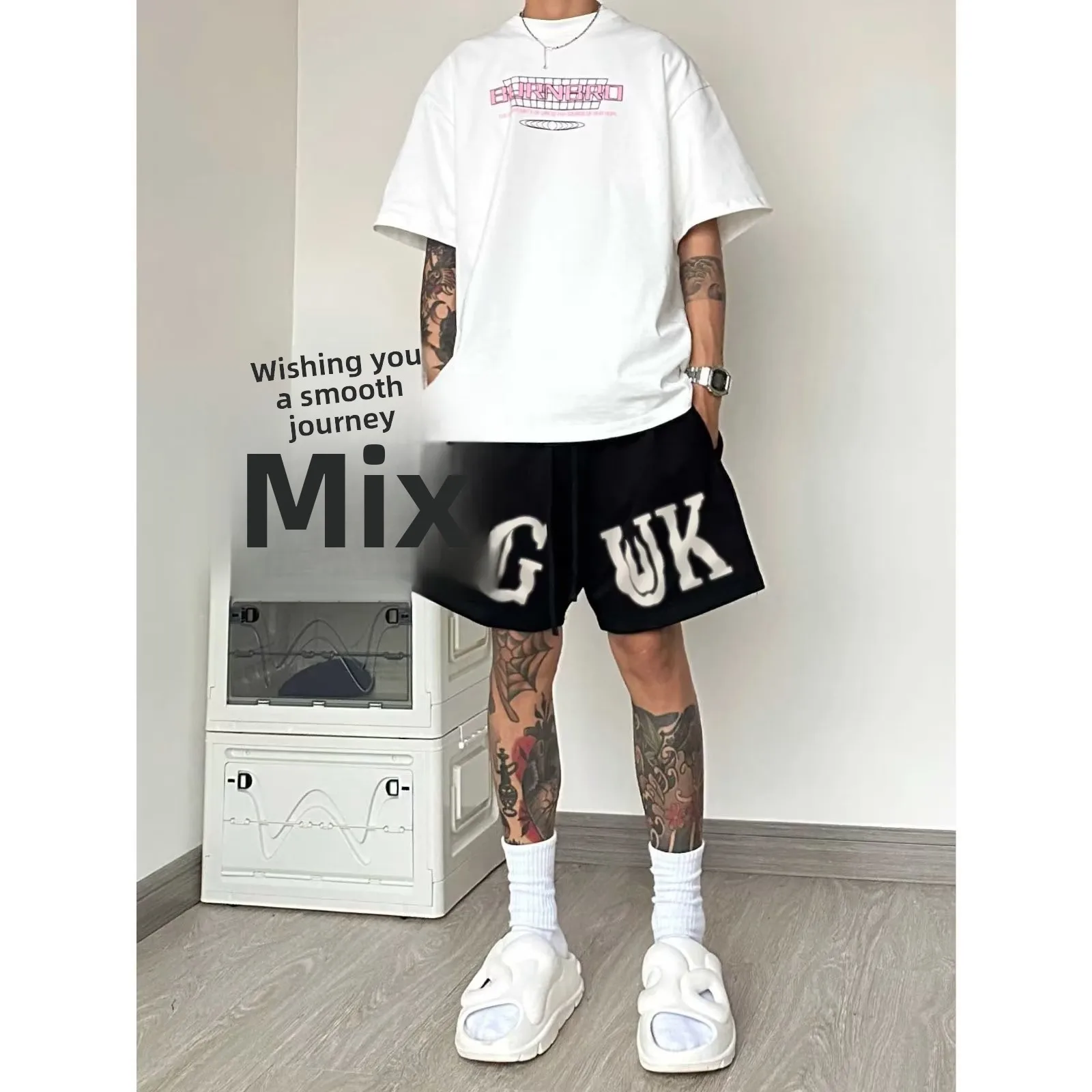 

Мужские джинсы больших размеров, повседневные, спортивные, прямые, длиной до колена, в американском ретро-стиле, летние, модные, брендовые