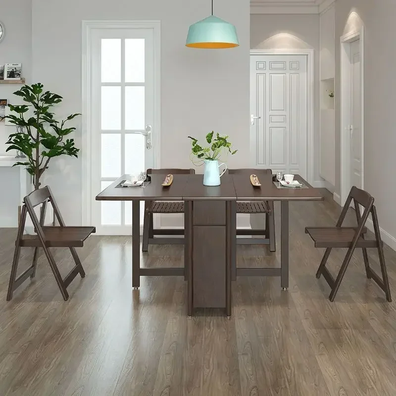 Folding dining table and chairs simple household rectangular dining table