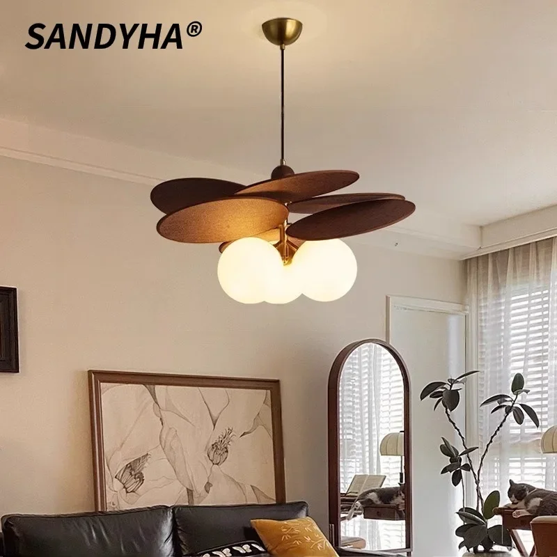 SANDYHA Nordic Retro Rattan Tecido Lustre LED Luminária de teto perfeita para quarto, sala de estar e corredor, decoração de casa