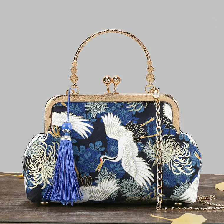 Fashion Vintage Fringe Bag Small Shell Bags Chain Women Shoulder Crossbody Bag Crane Flying Women's Handbags Purses