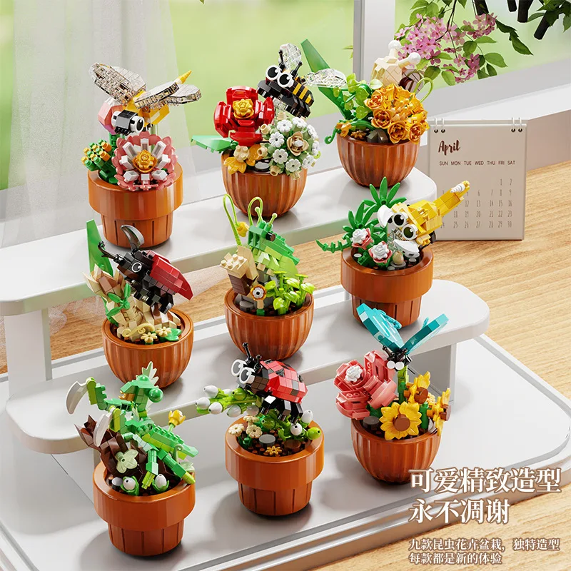 Bouquet Flower Children Toy Mini Diy Building Block Toy Bricks Blocks for Adults Constructor Micro Bricks Construction Set Gifts