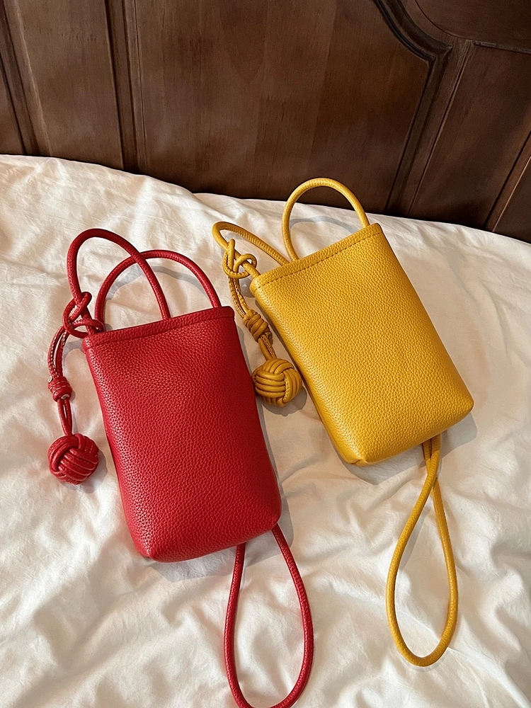 Casual Simple Litchi Pattern  Color Mobile Phone Bag Crossbody Bag Women's Faion Trend 2025 New Sle Versatile Small Bag