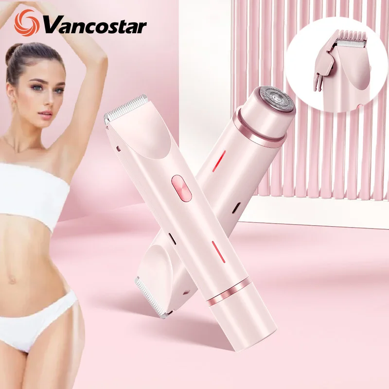 Rechargeable Hair Removal Trimmer Clipper Dual-Head Floating Round R-Shaped Blade Wet Dry Use Waterproof Hair Cutting Machine