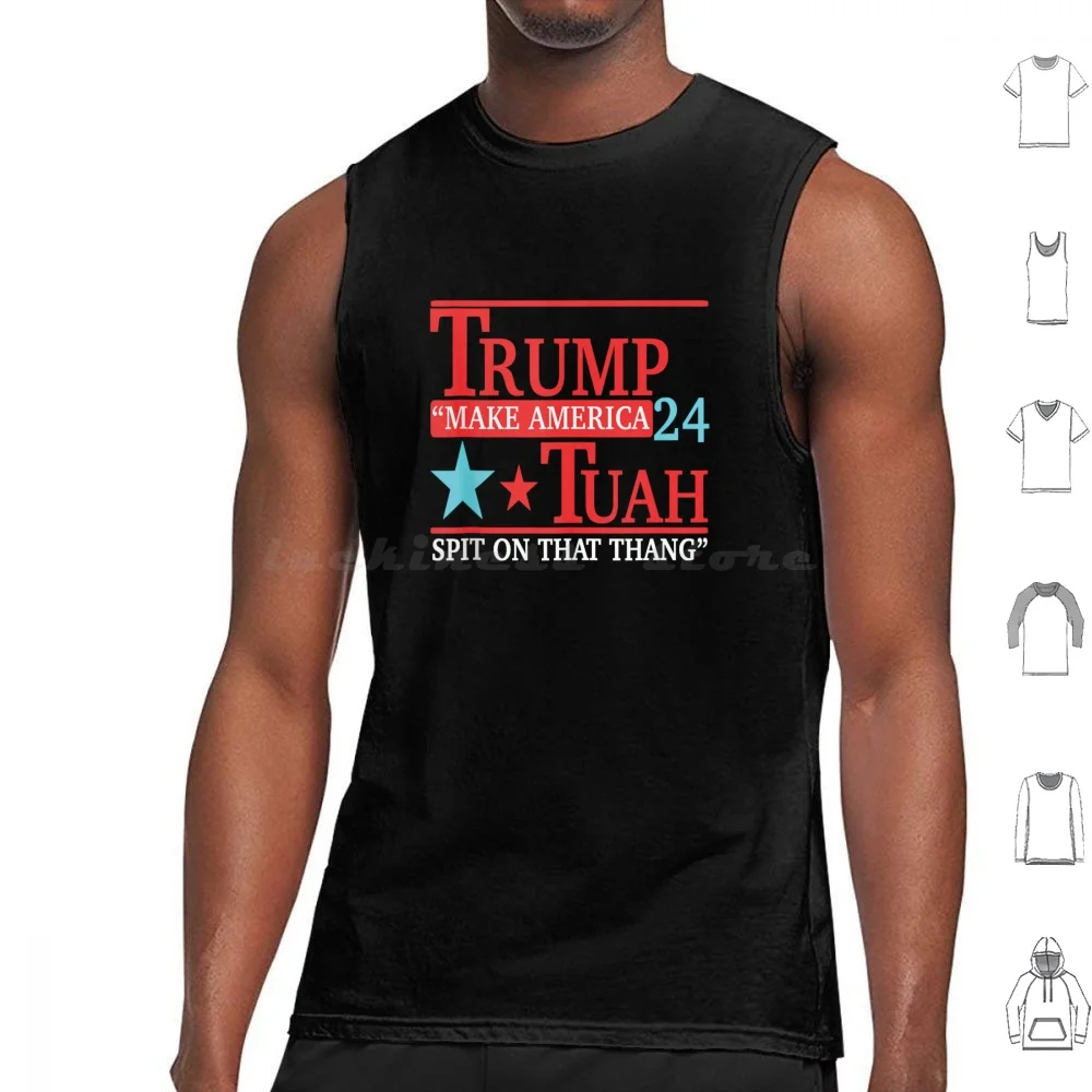 Trump Hawk Tuah Funny Viral Humor Meme Video Tee Girl 24 Tua , Funny Meme Video Viral Hawk Tuah Tuha Trump Vest 6xl Cotton