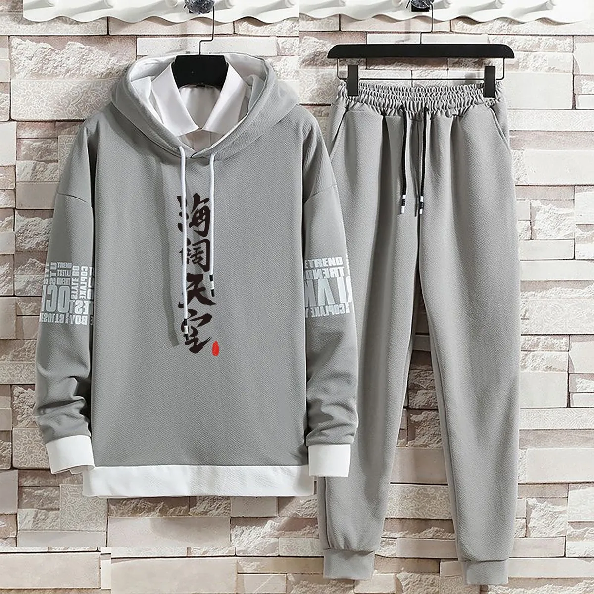 Hoodies Set Pants Clothing for Men Casual Summer Autumn Suits Pullover Hat Hood  Print Sweaterhoodie Men New Top Long Sleeves