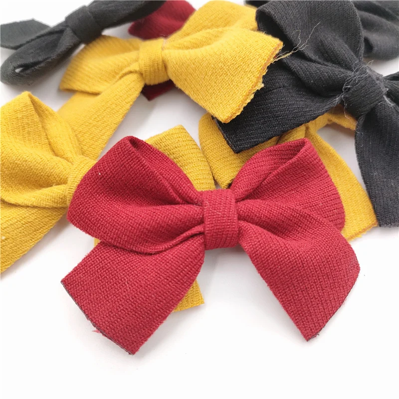 18 pz 7 x5.5cm tessuto Bowknot Applique per fai da te bambino Clip di capelli cappello copricapo artigianato patch Decor ornamento accessori di