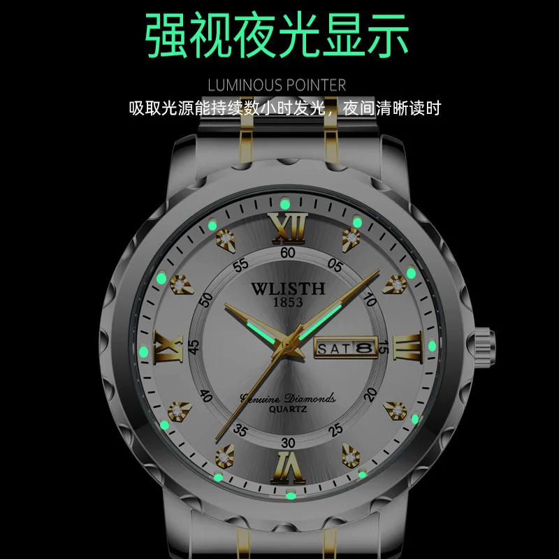 ساعة تقويم مقاومة للماء للرجال - ساعة كوارتز Live Stream، ساعة عصرية رياضية للرجال