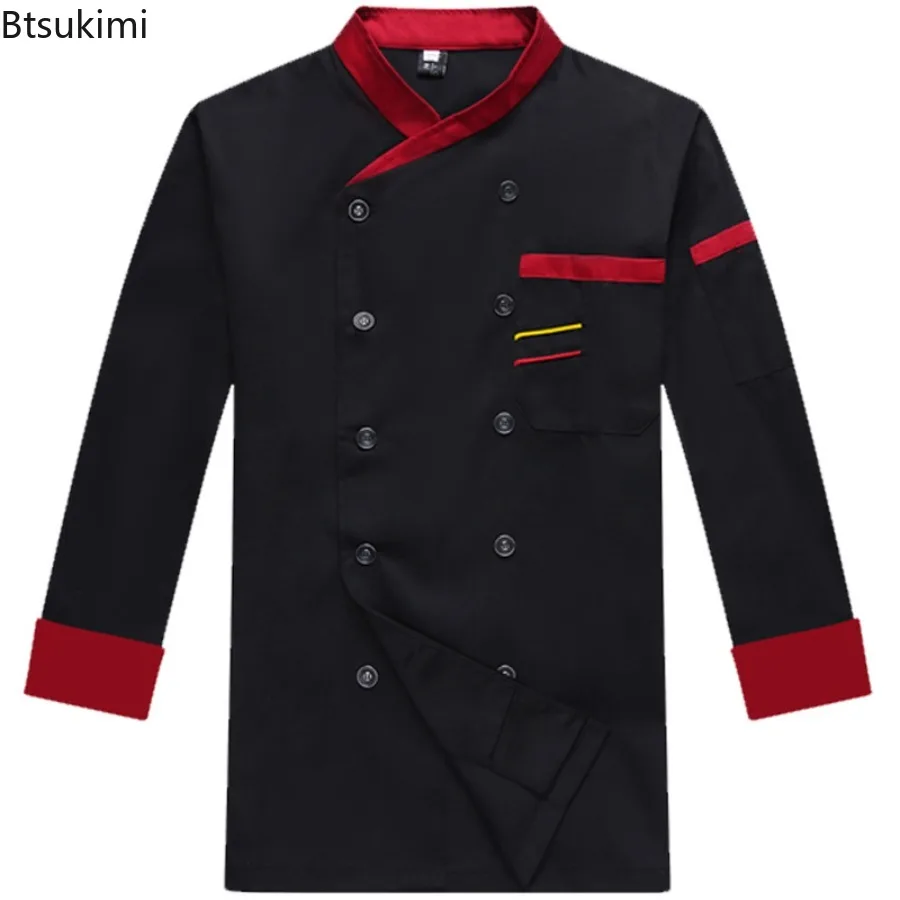 ニューウェスタンレストランホテルシェフオーバーオール長袖2025半袖ケータリングホテル作業服男女シェフユニフォーム