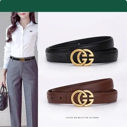 Mn-Ceinture d'Affaires pour Femme avec Bouton Lettre Décoratif en Alliage