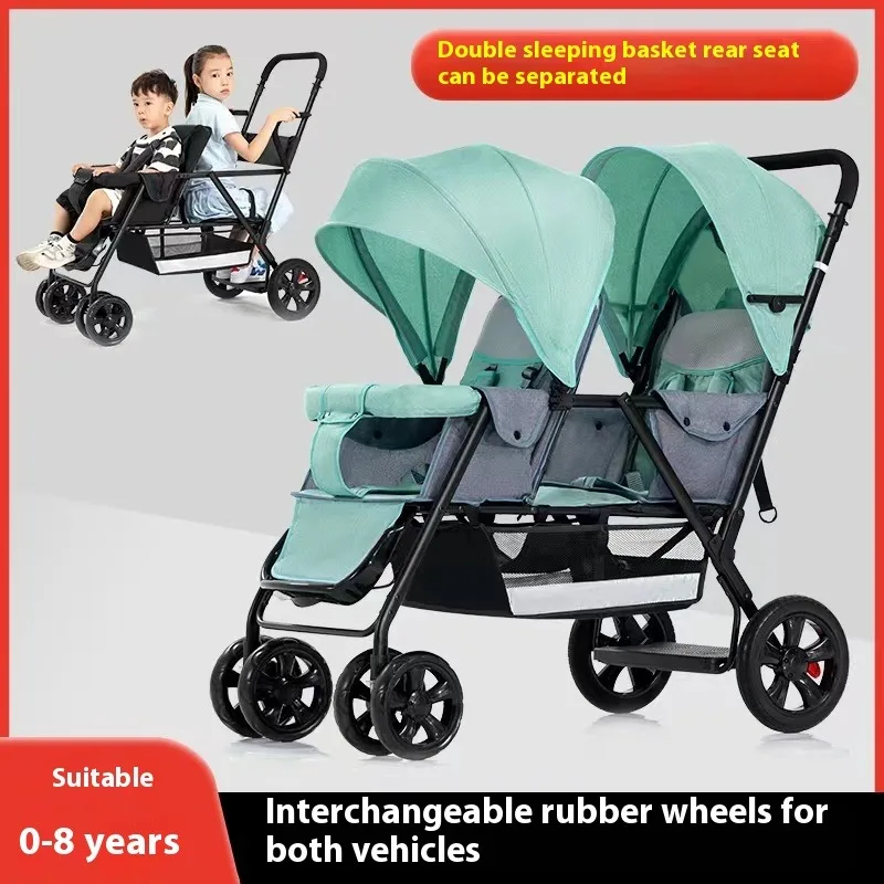 

Convertible Twin Baby Stroller - Front & Back Seating Pushchair for Two, Lightweight Double Stroller with Reclining Seats