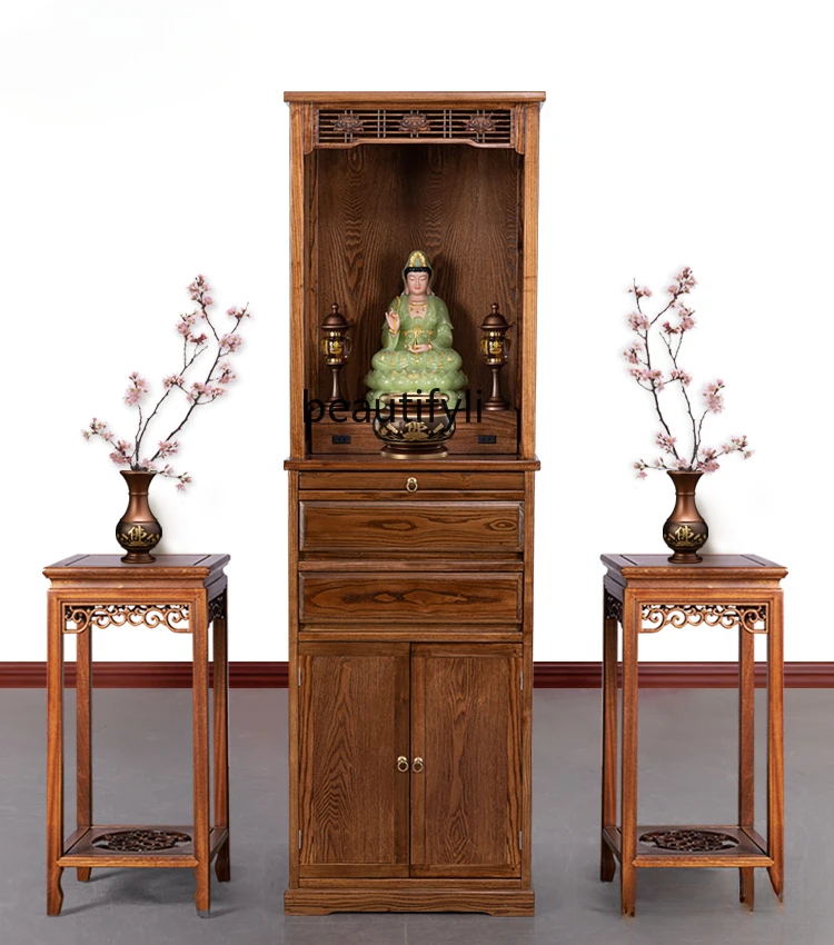 

New Chinese Style Cabinet Solid Wood Buddha Niche New Chinese Style Clothes Closet Modern Minimalist Buddha Cabinet furniture